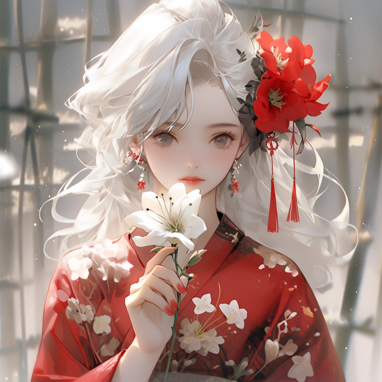 古风红衣女子头像 百千夜尽,谁为我,化青盏一座,谁倚门独望过千年烟火