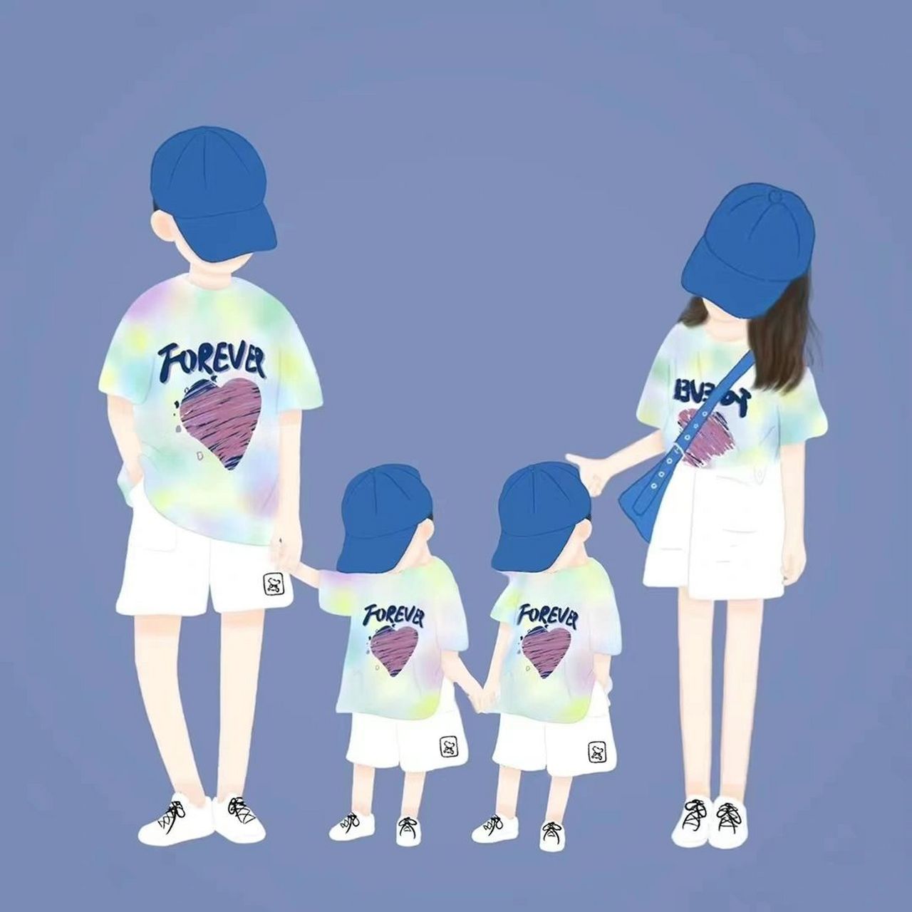 一家四口头像背景图 一家四口头像背景图 (双胞胎组合) 97龙凤胎