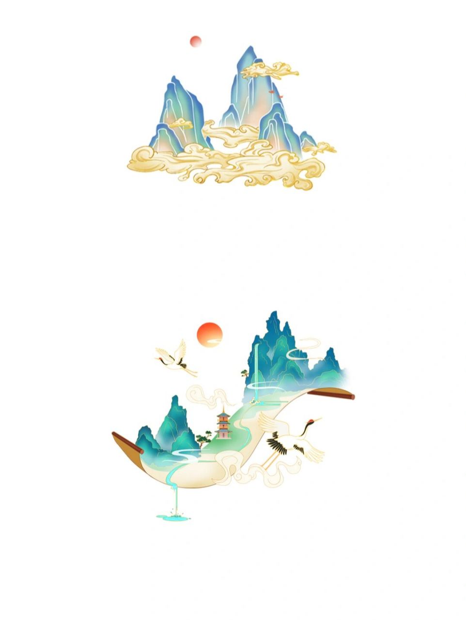 中国风山水免扣素材/仙气萦绕 宝贝们,今天分享的是一组中国风山水免