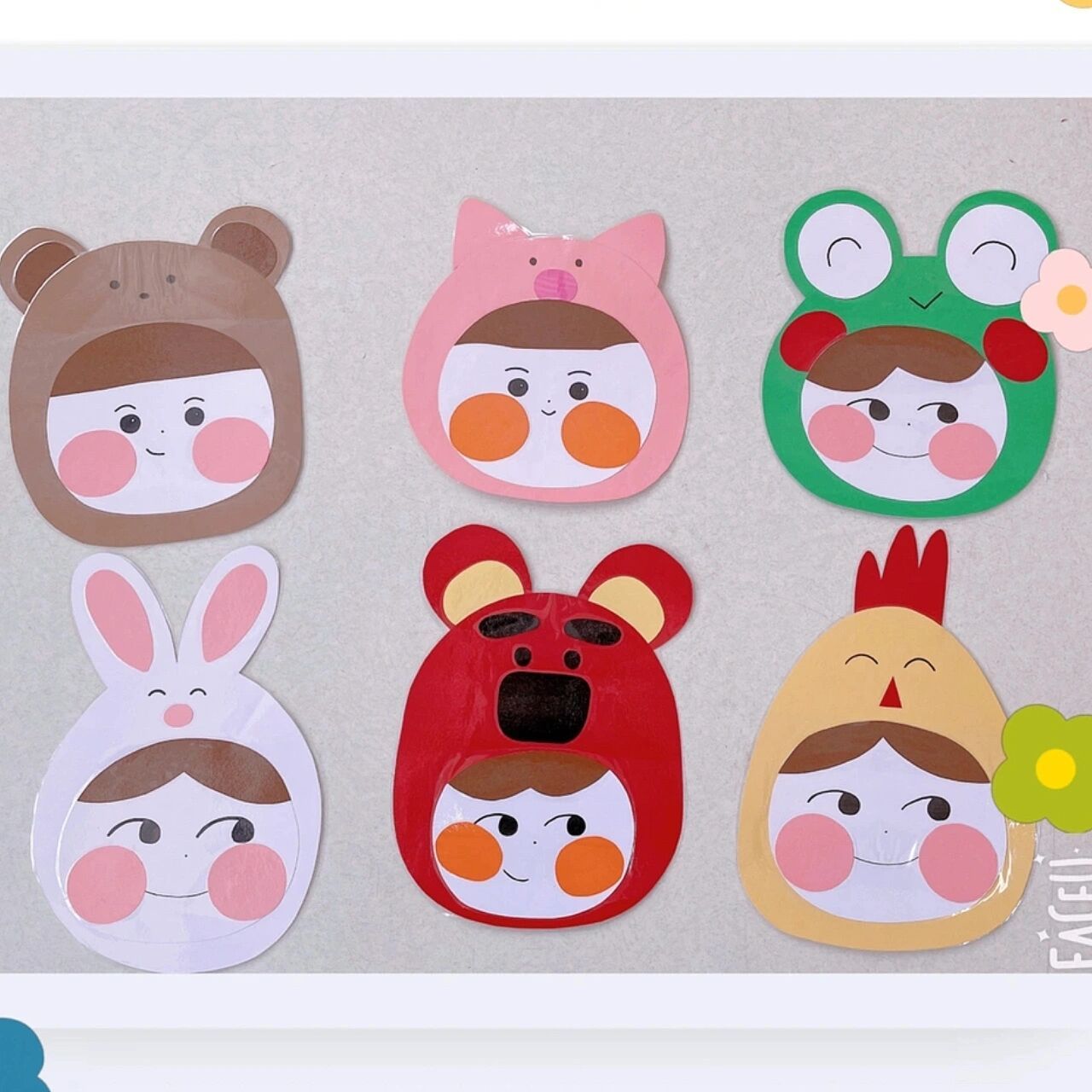 幼儿园手工  可爱小动物萌萌头套    插画手工  可可爱爱