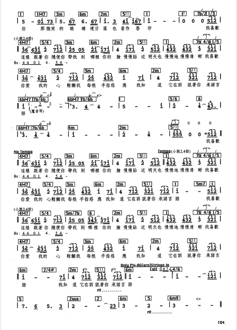 喜欢你计算机数字简谱图片