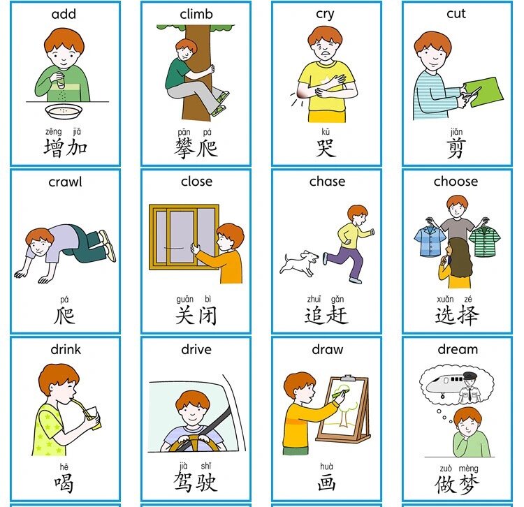 自闭症动词认知卡片 学起来
