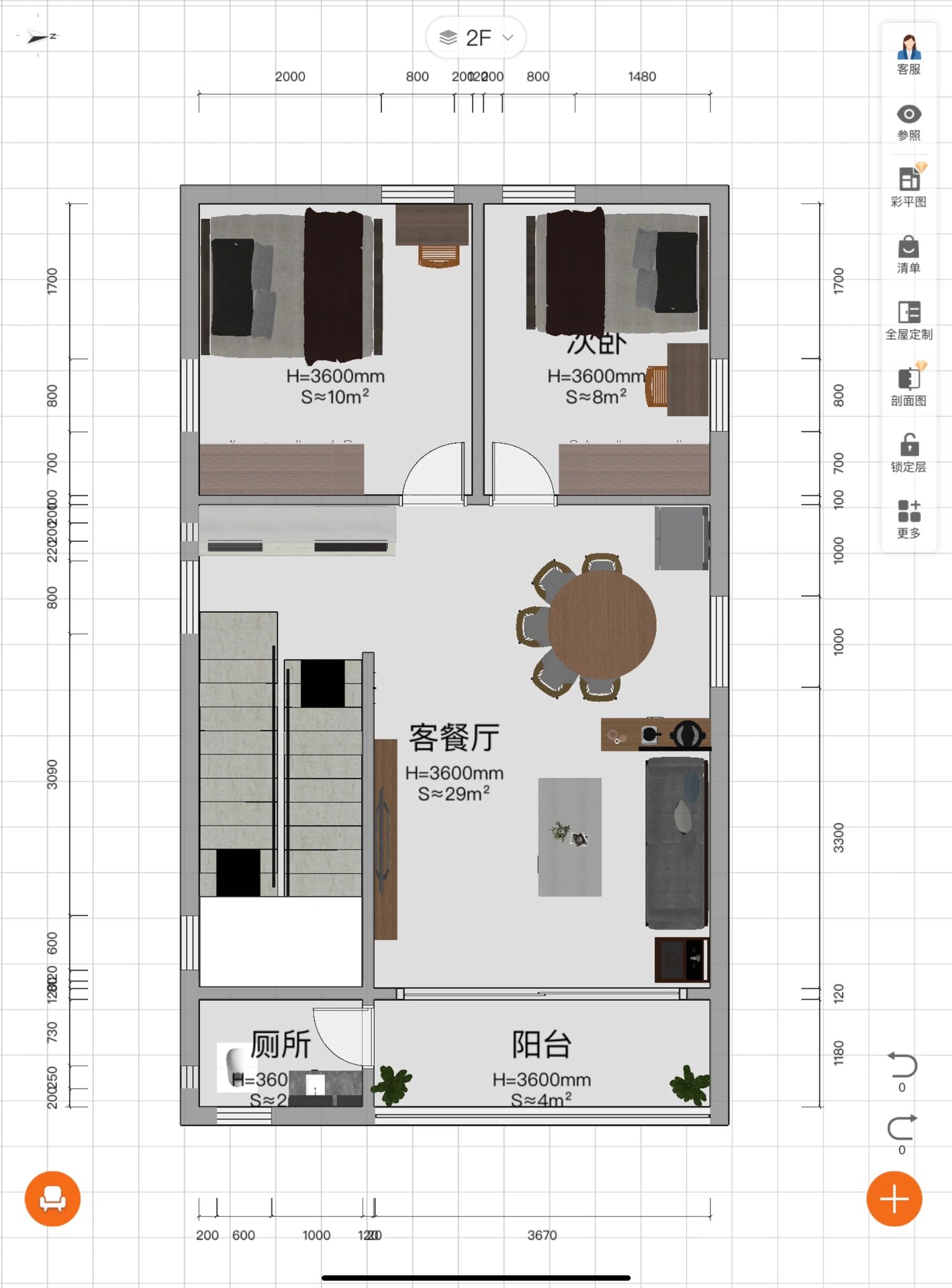 6m宽*9m长自建房平面图