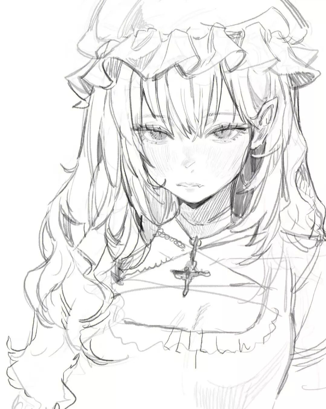 漫画少女人物线稿绘画参考素材