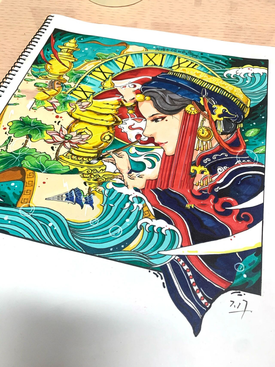 民族/国风/美景/生态文化/99主题手绘装饰画 图三附线稿 考研手绘