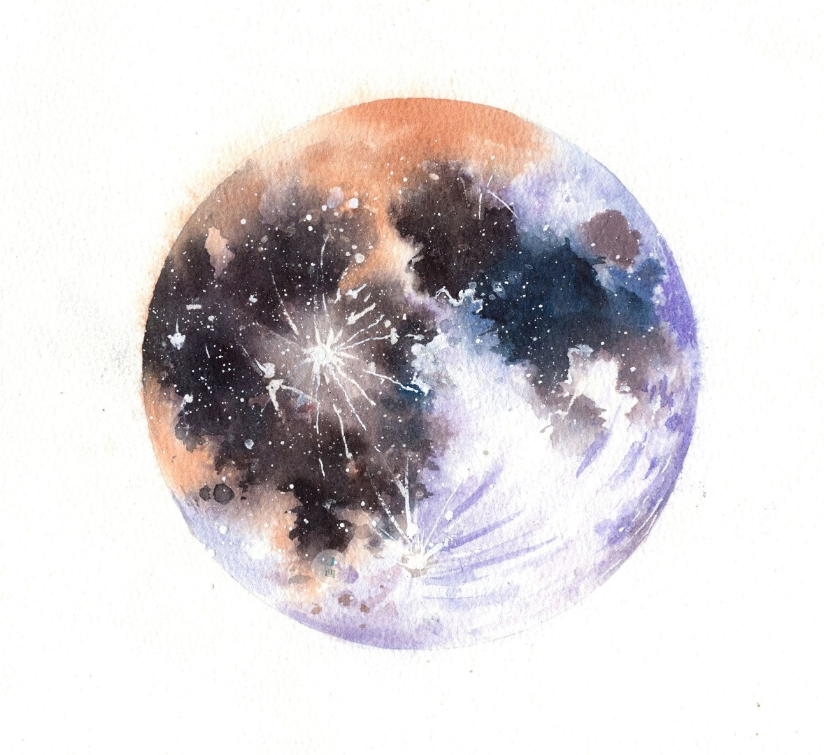 超梦幻的水彩月球绘画教程🌙