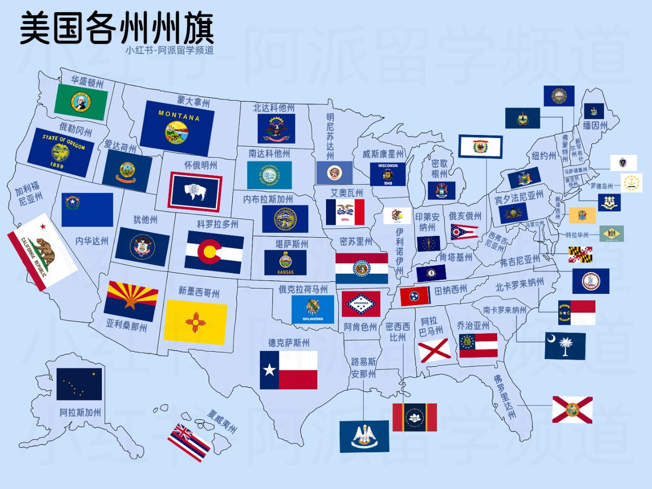 ✨美国各州州旗大赏