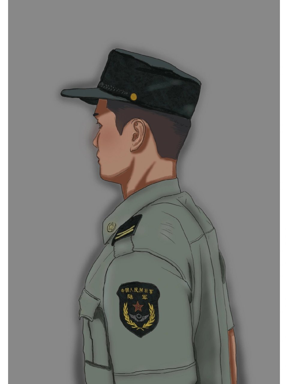 兵哥哥头像正侧面 一个前几天刚退伍的兵哥哥找我画的画(可能是想用