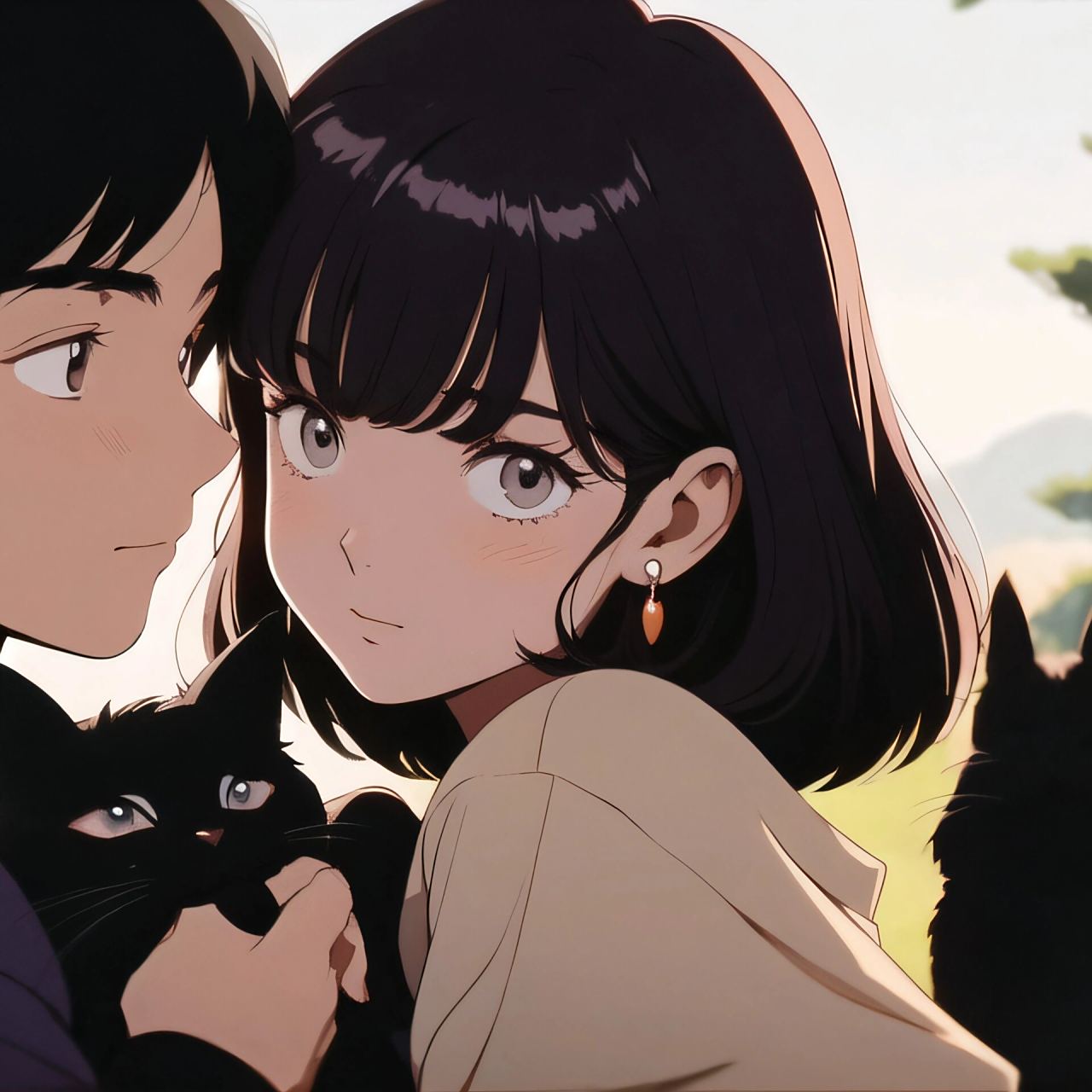 旧漫头像|情侣头像猫咪和他的情侣主人 #情侣头像# #情侣头像分享