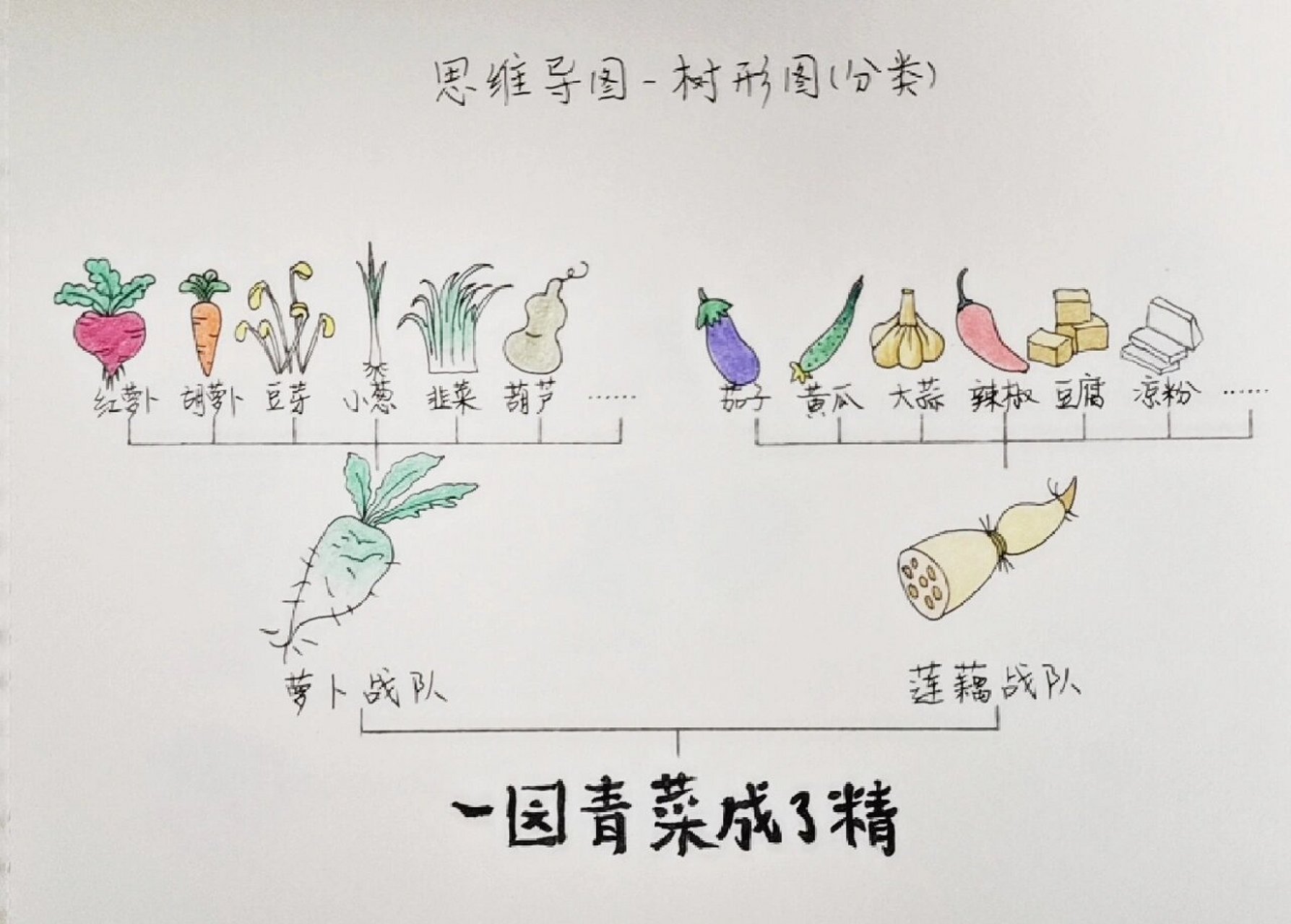 思维导图——树形图:《一园青菜成了精》 一园青菜成了精,它们居然