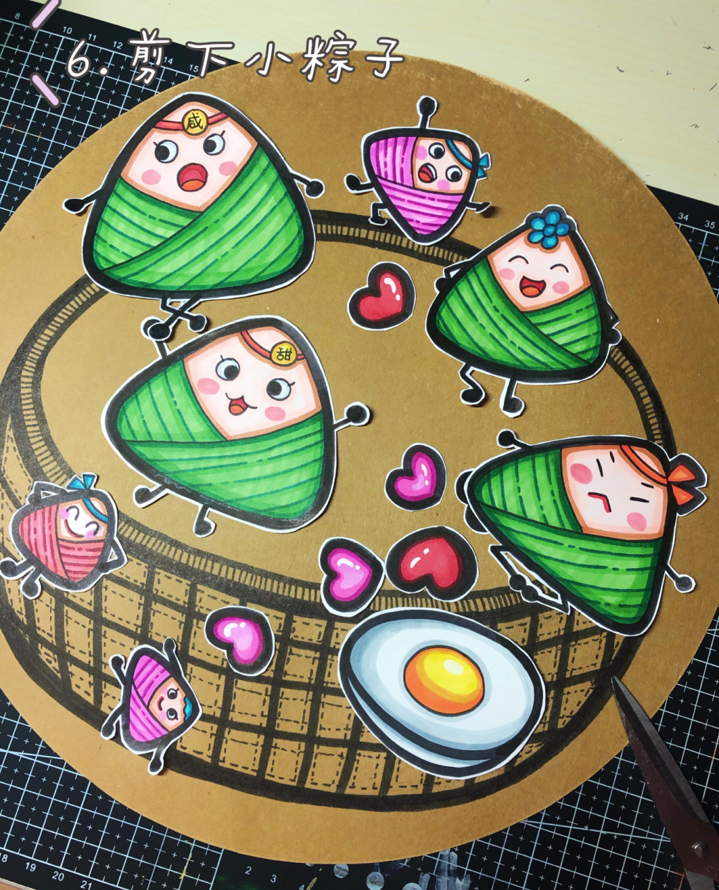 【原创】粽子儿童画端午节画端午素材步骤 原创一张端午节儿童创意画