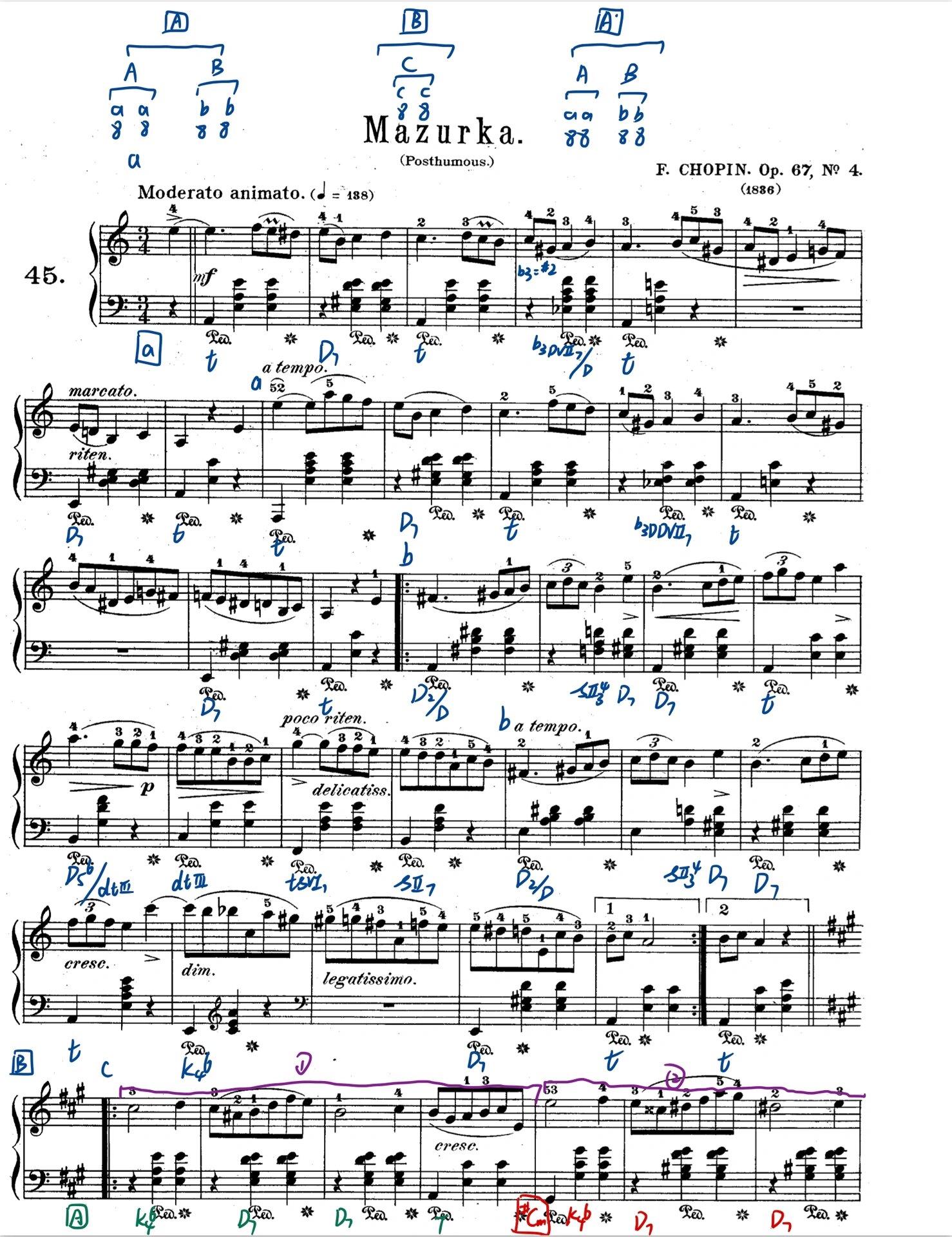 ⛈️肖邦玛祖卡"op67.no4"曲式分析