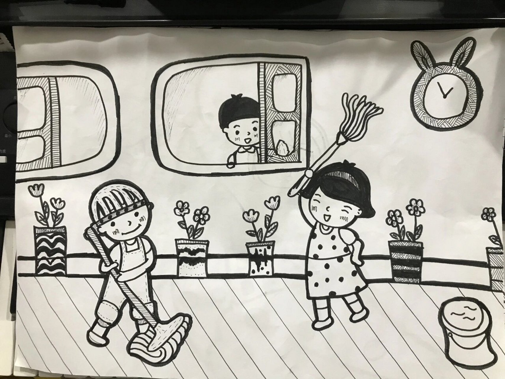 今天我值日  主题画,儿童画,幼师考编面试