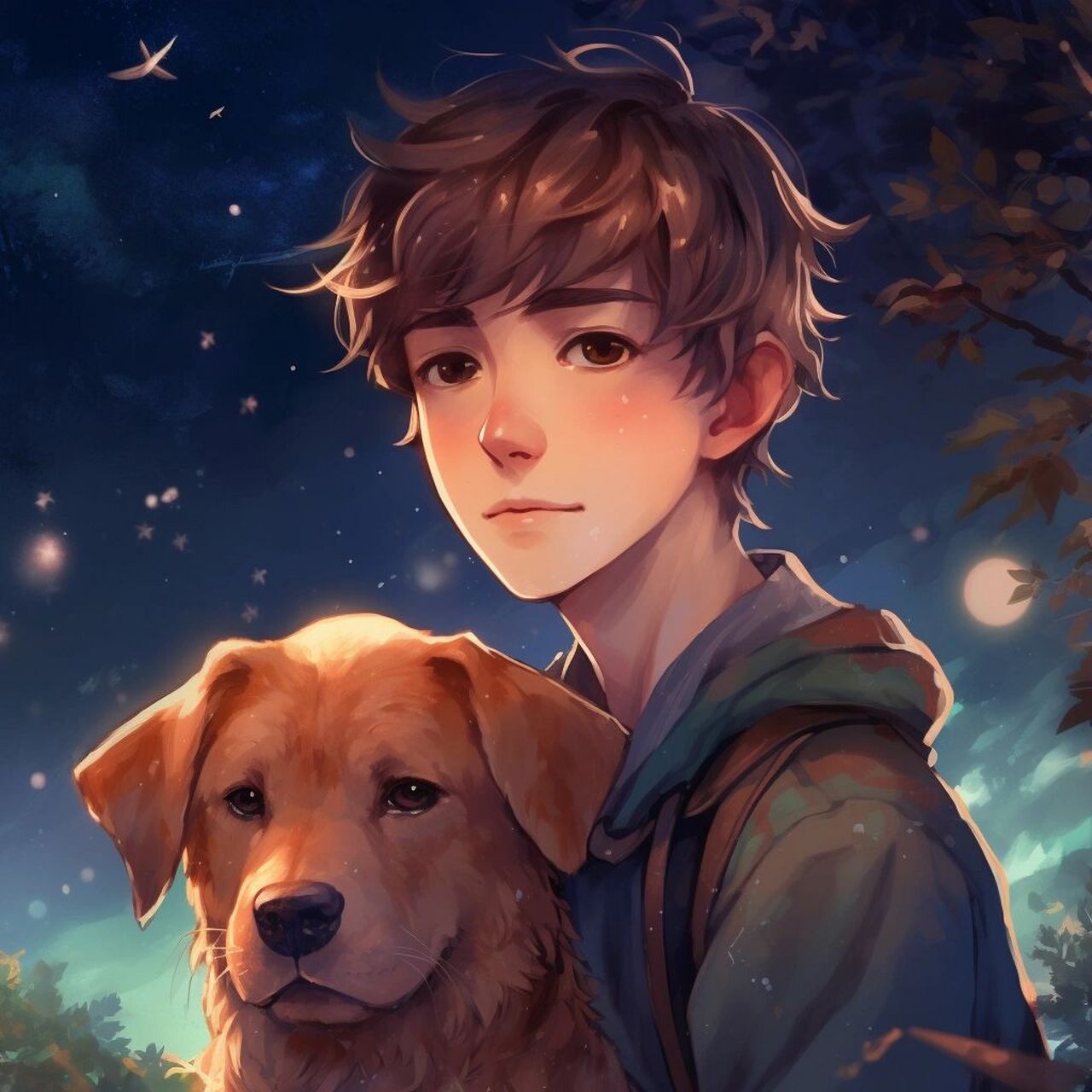 男生头像‖狗狗也爱夜晚惬意的凉风和星辰