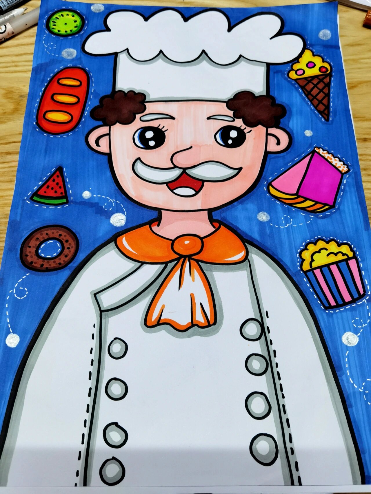 儿童画厨师步骤图