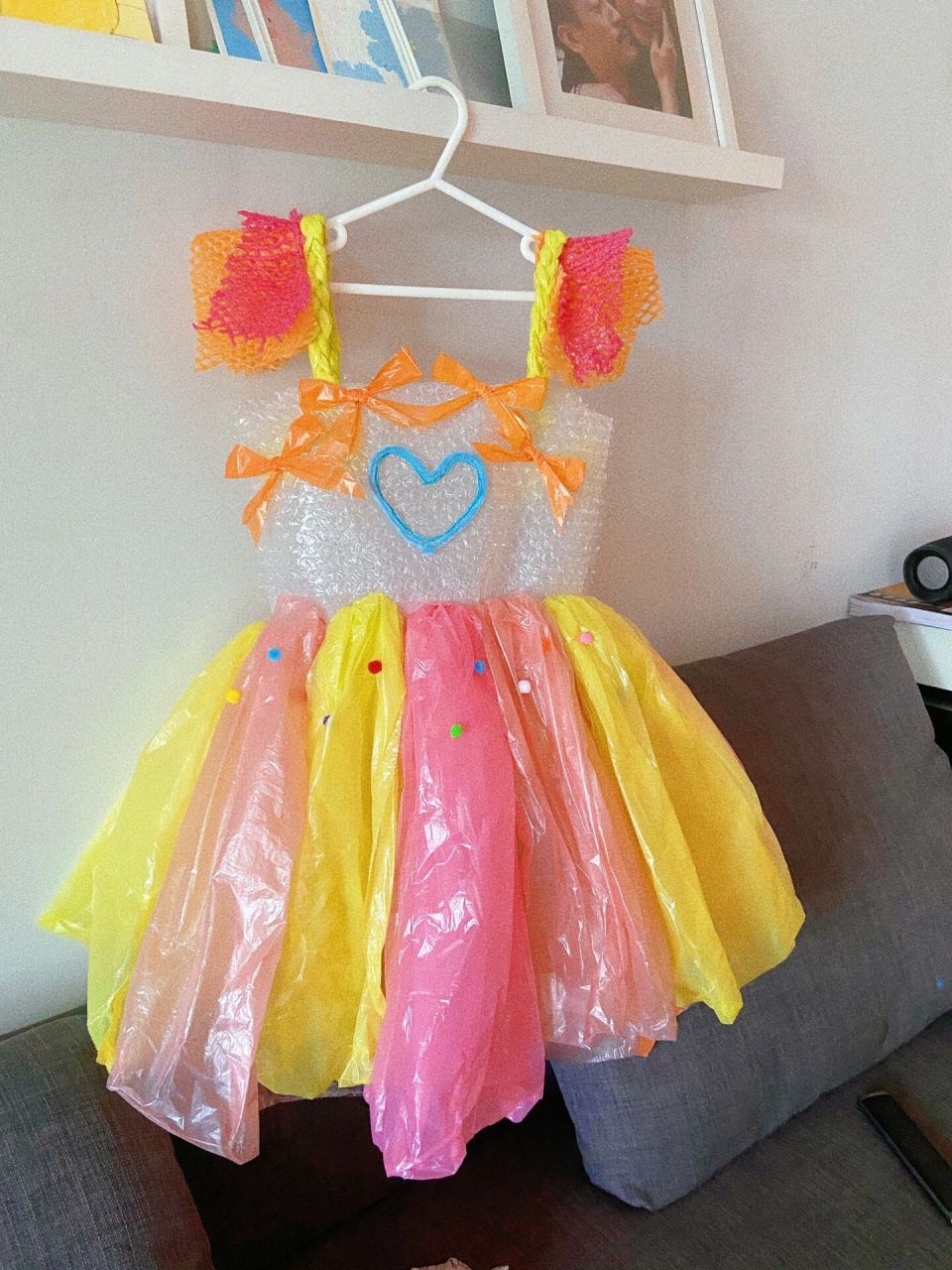 儿童环保主题垃圾袋公主裙 diy7515 女儿学校开展环保服装时装秀