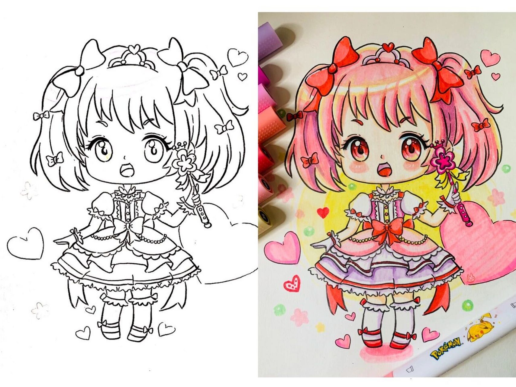 【q版动漫】九张汇总附线稿  笔:马克笔 有线稿更有利于画画啦