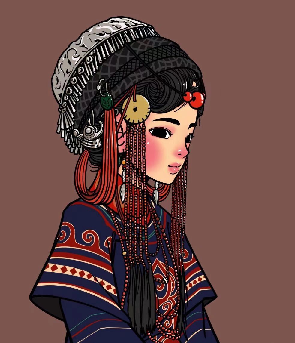 96绘画素材|最炫民族风少女99高清九宫格 民族风少女第二弹99