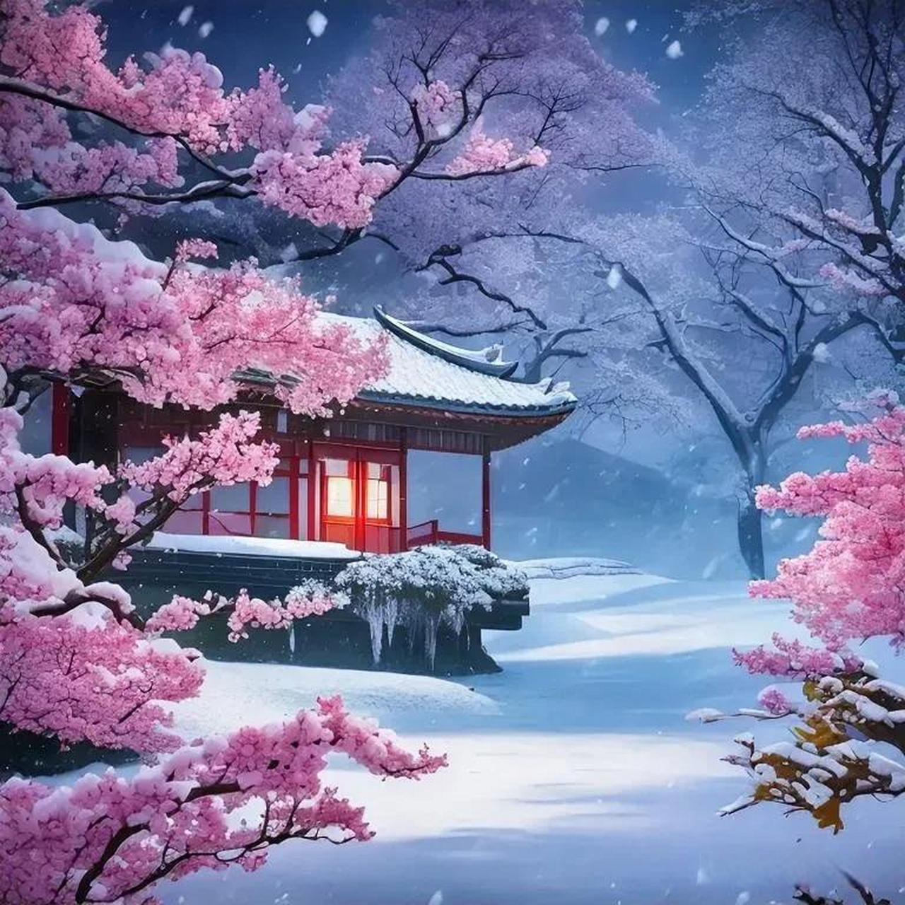 《寒梅冬雪》 原创|笑影微微 寒梅开遍冬雪中, 枝头梅花如雪红.