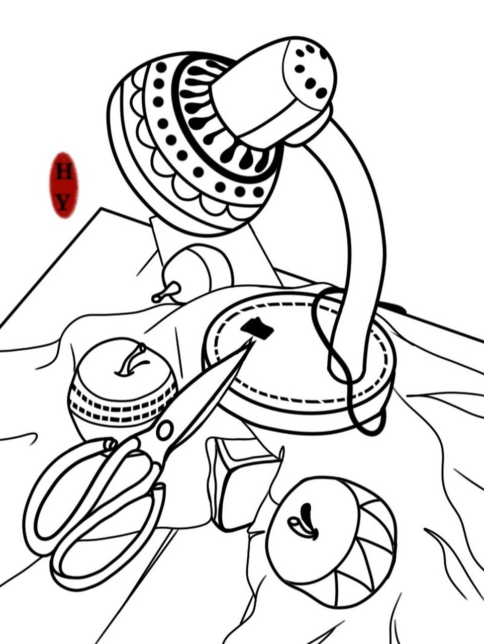 【台灯】线描|24/100 |附线稿原图 台灯 . . . ～牛老师