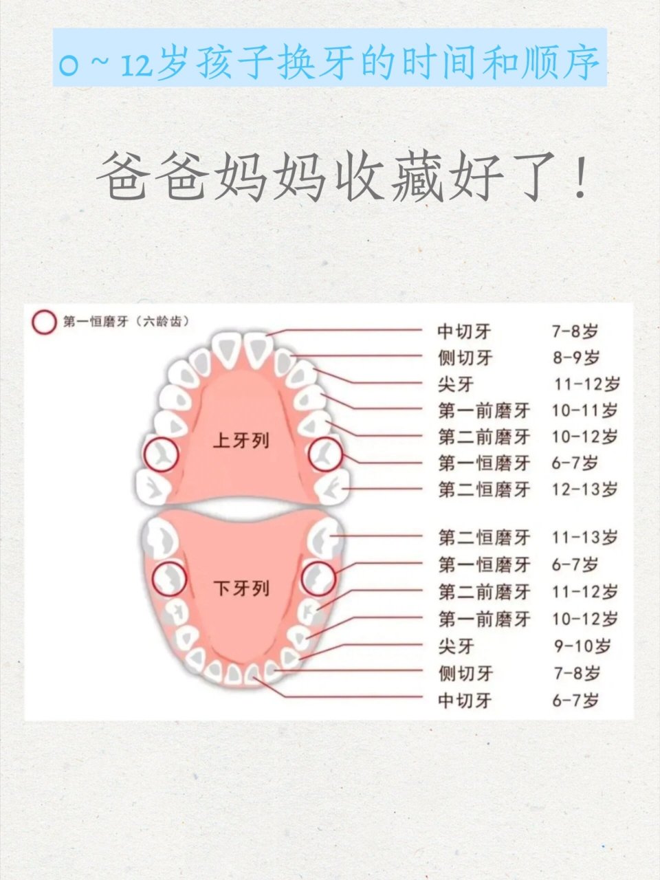 儿童换牙年龄和顺序?