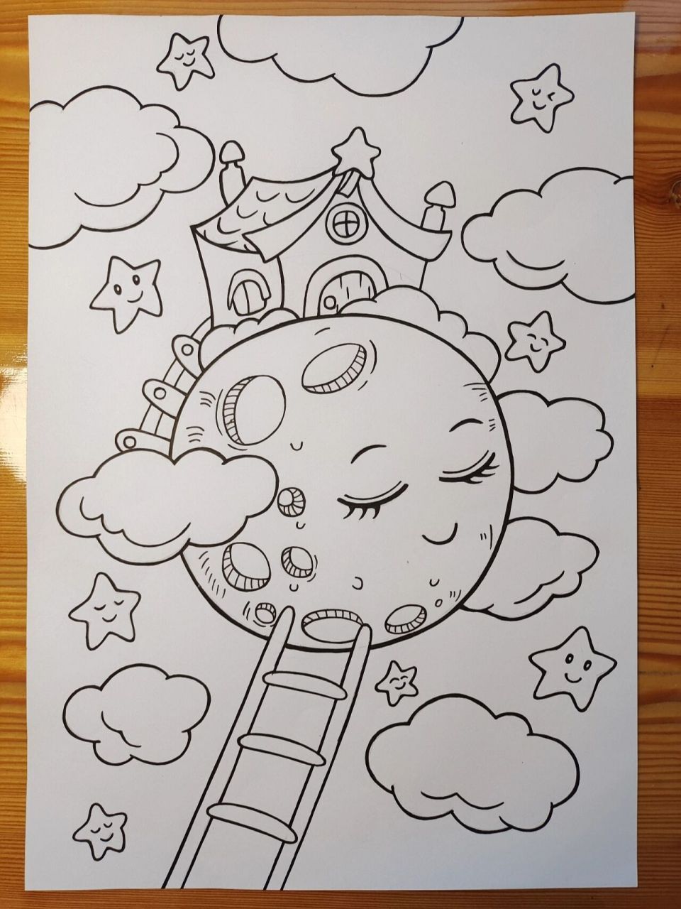 月球马克笔绘画(附原图) 月球马克笔儿童绘画,最后一张原图,临摹 .