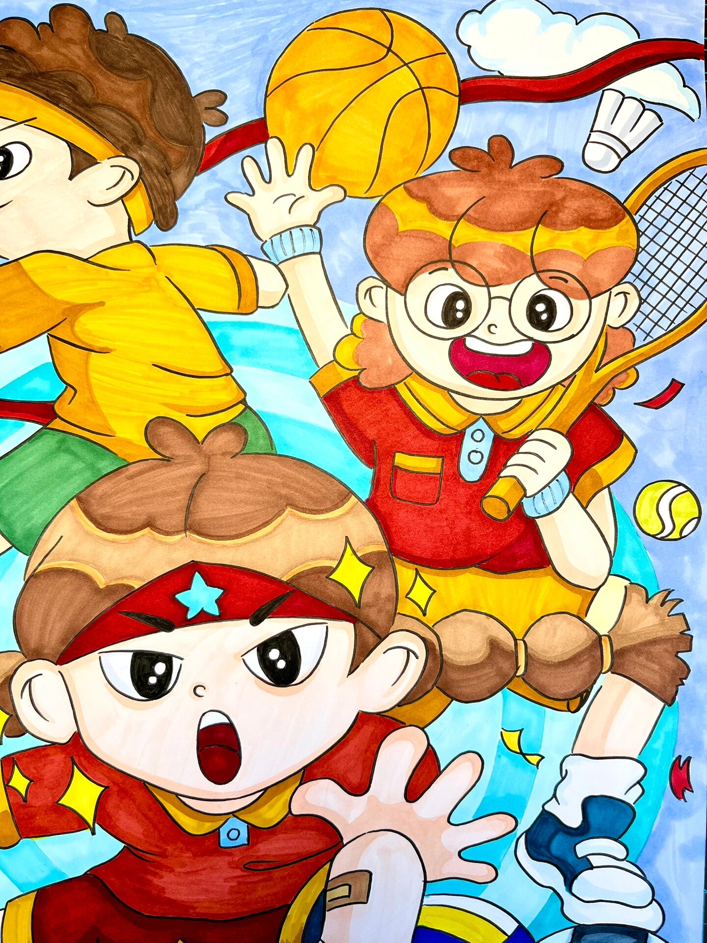 珍爱生命健康运动与健康同行主题画