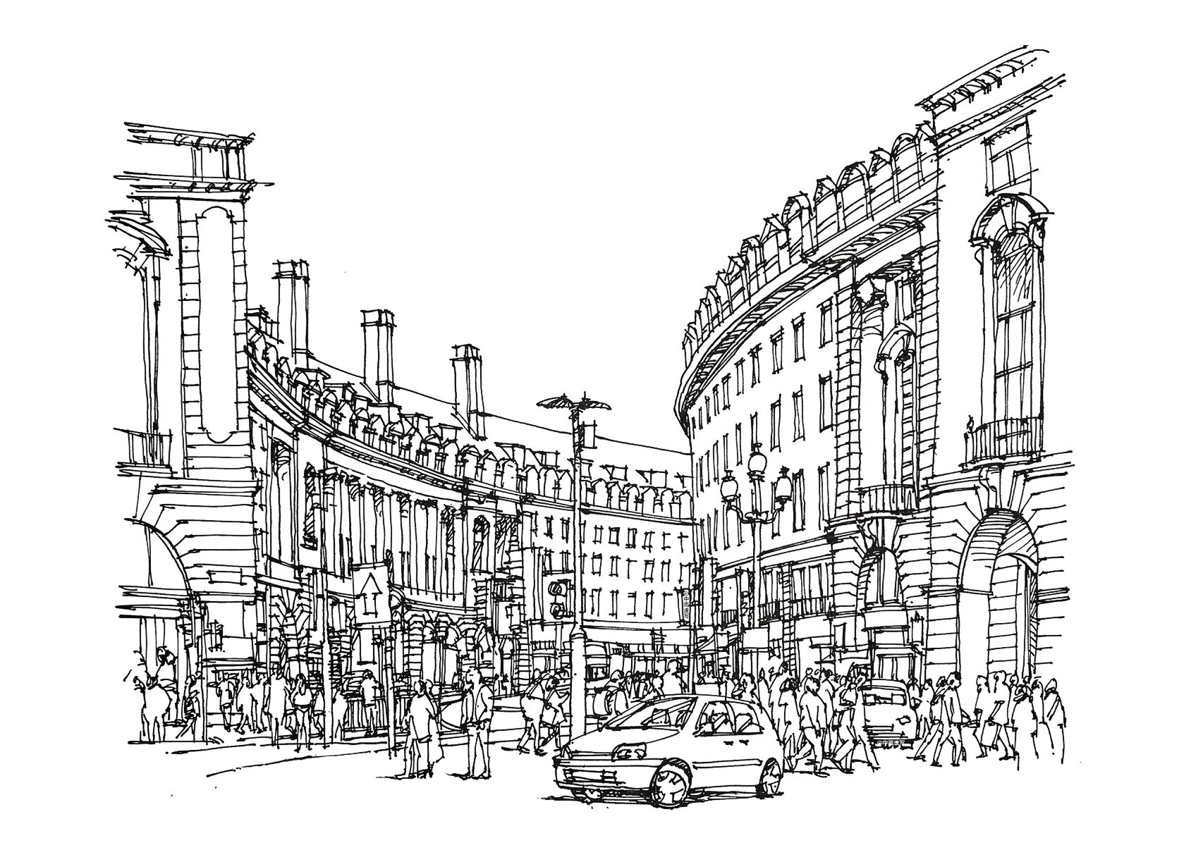 【附步骤图】速写·欧洲街景