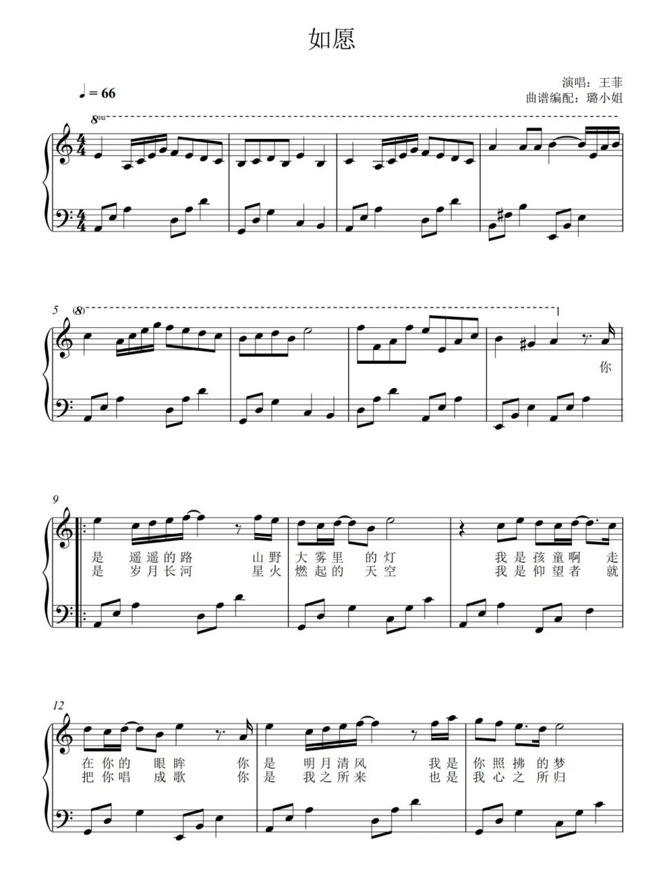 简单易弹|王菲《如愿》c调钢琴谱分享!93 我是"就要凶你"的博博!