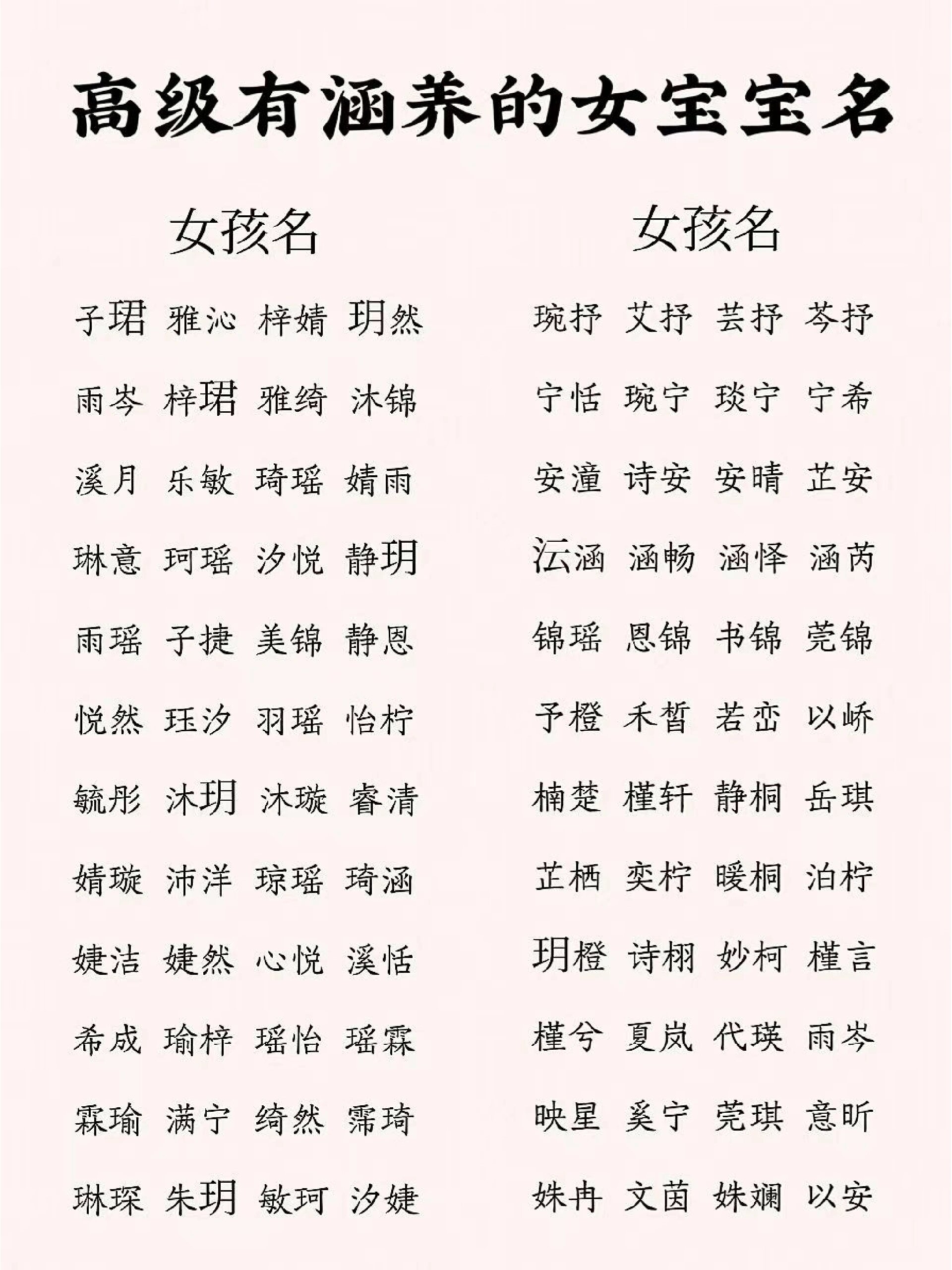 五画字最吉祥女孩名字图片