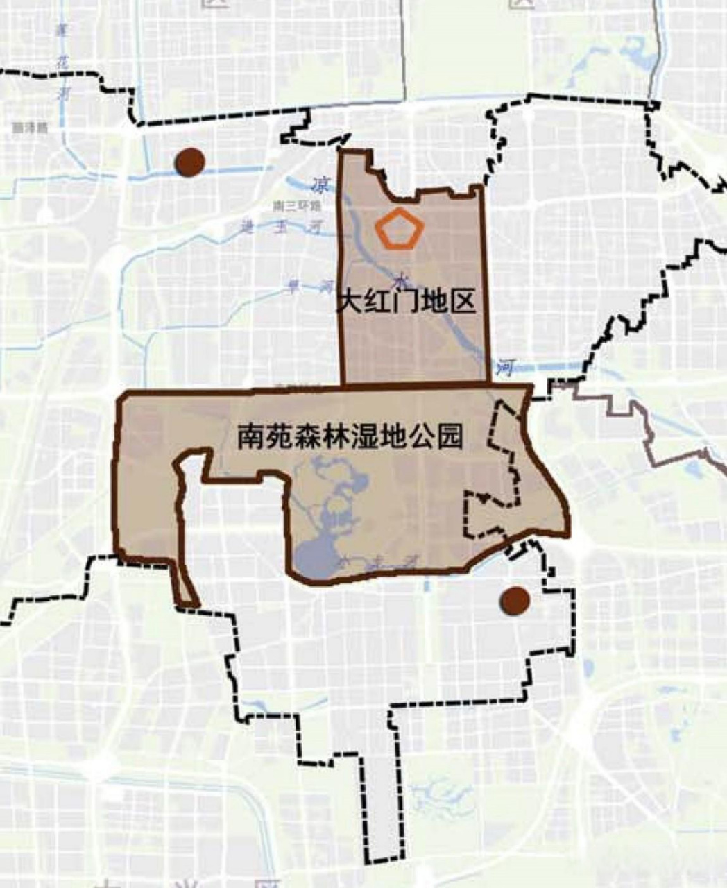 在丰台区国土空间规划中,北京南苑森林湿地公园属于丰台区东部的重要