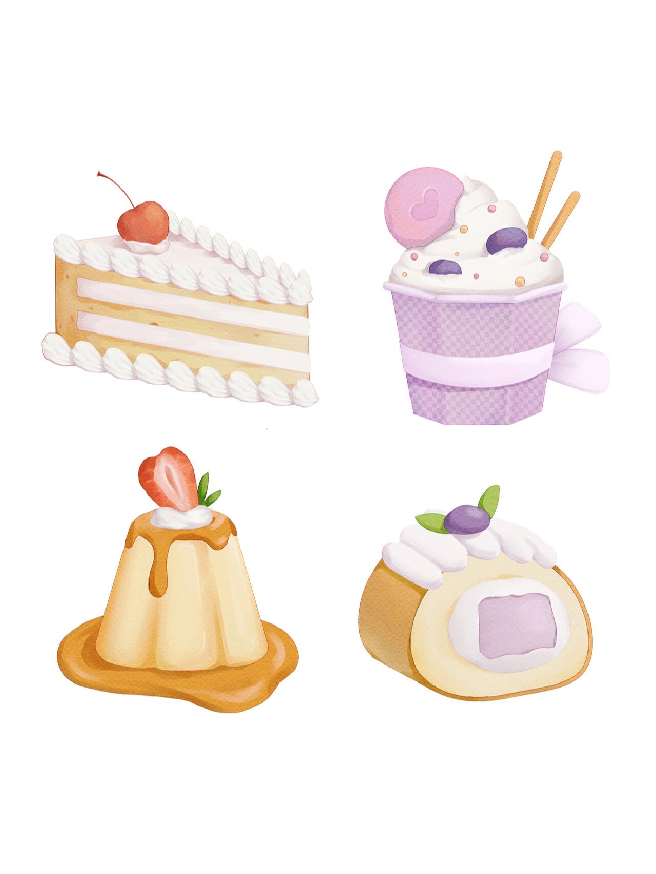 🍰免抠素材 | 卡通甜品元素 🍋素材分享🍋 今日是糖分超标的