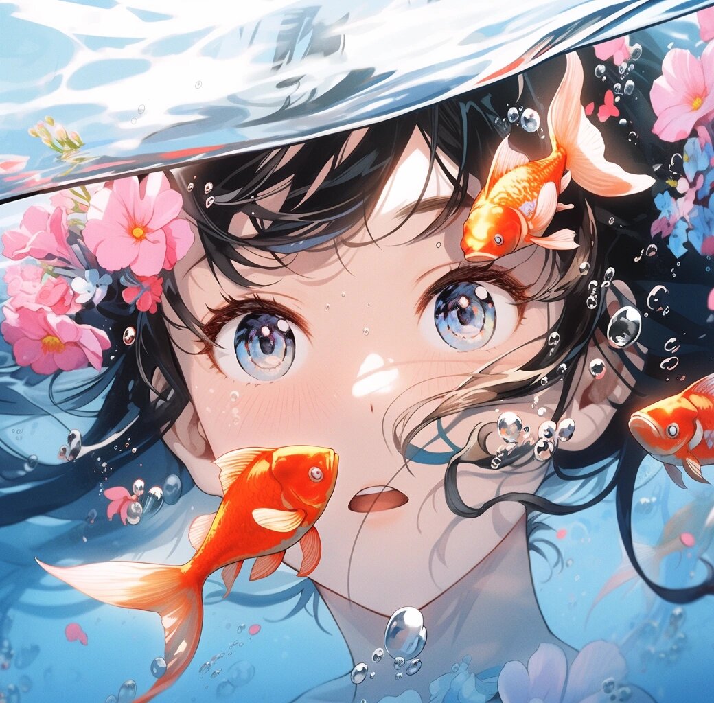 通透清凉动漫女孩 水下少女