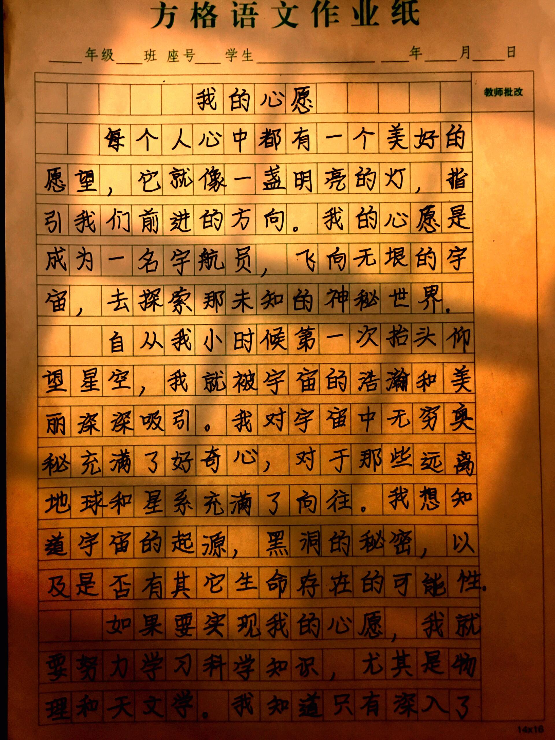 95《我的心愿:成为一名宇航员》六年级作文95