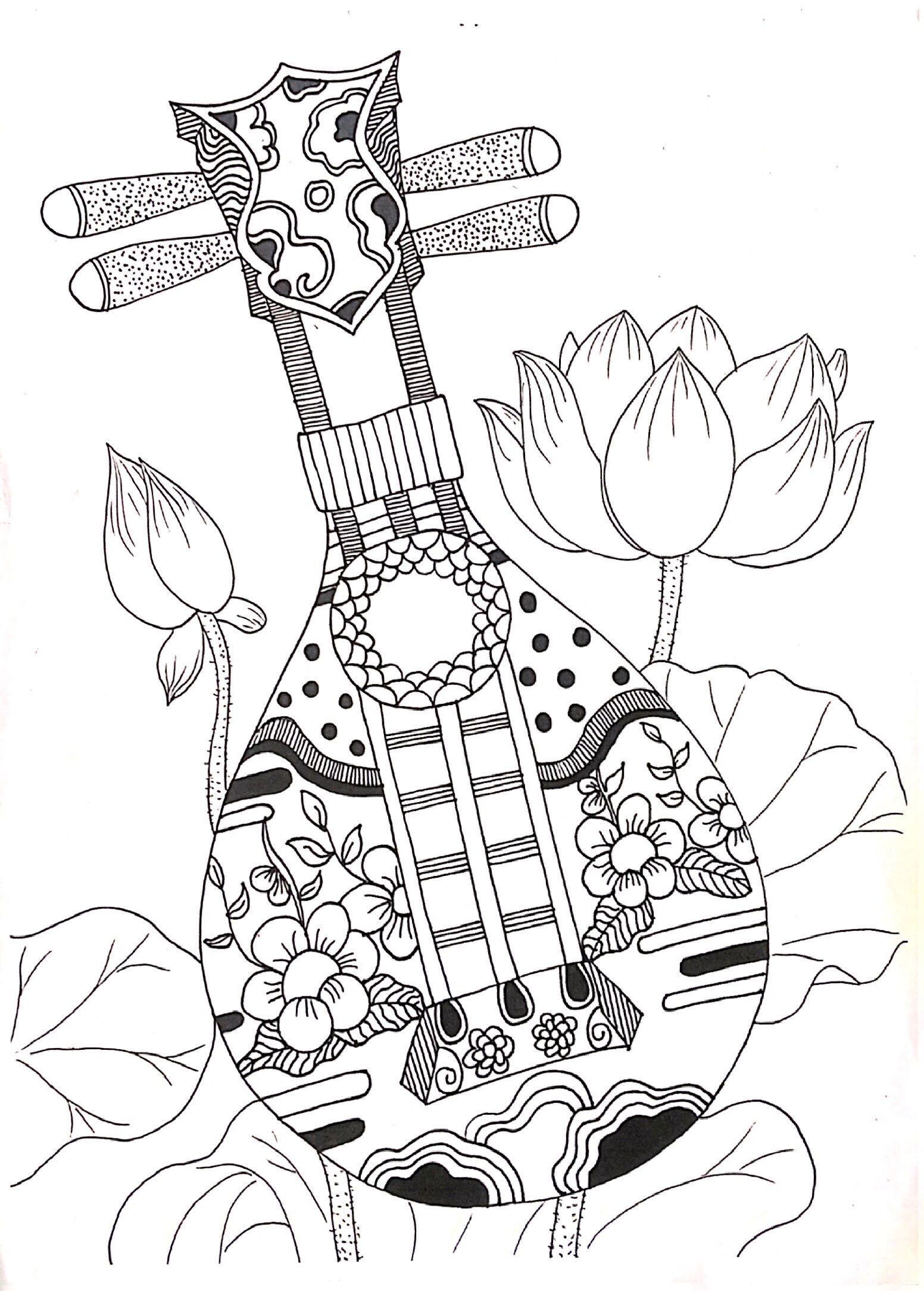 《琵琶》线描画