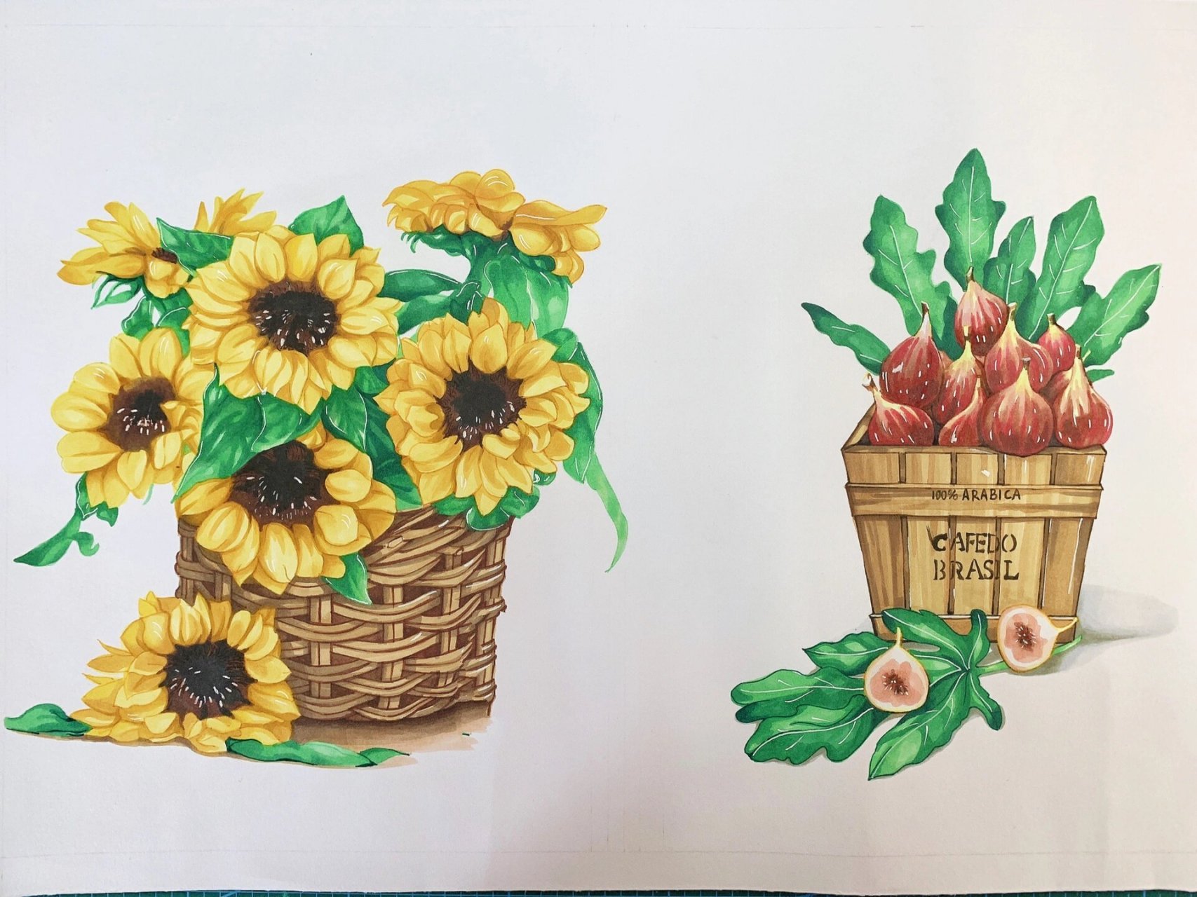 向日葵马克笔绘画/向着喜欢的阳光/单体练习 好喜欢向日葵!