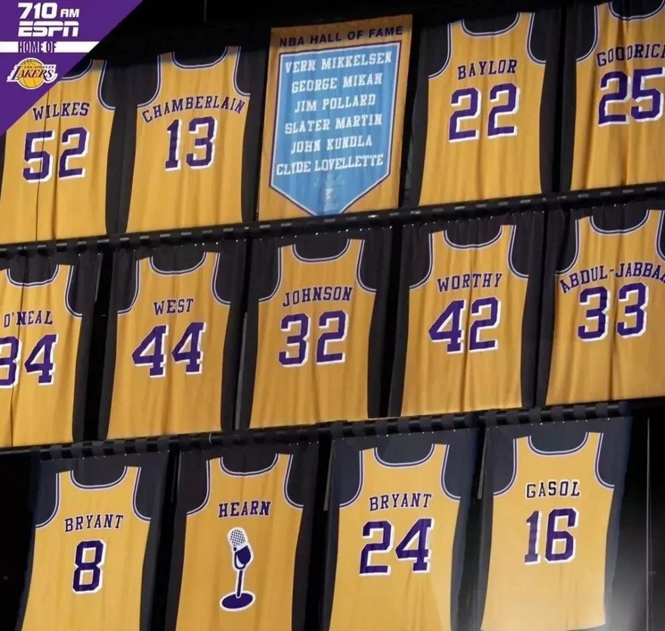 看看湖人退役球衣的球员,就知道湖人为什么是nba第一豪门了!