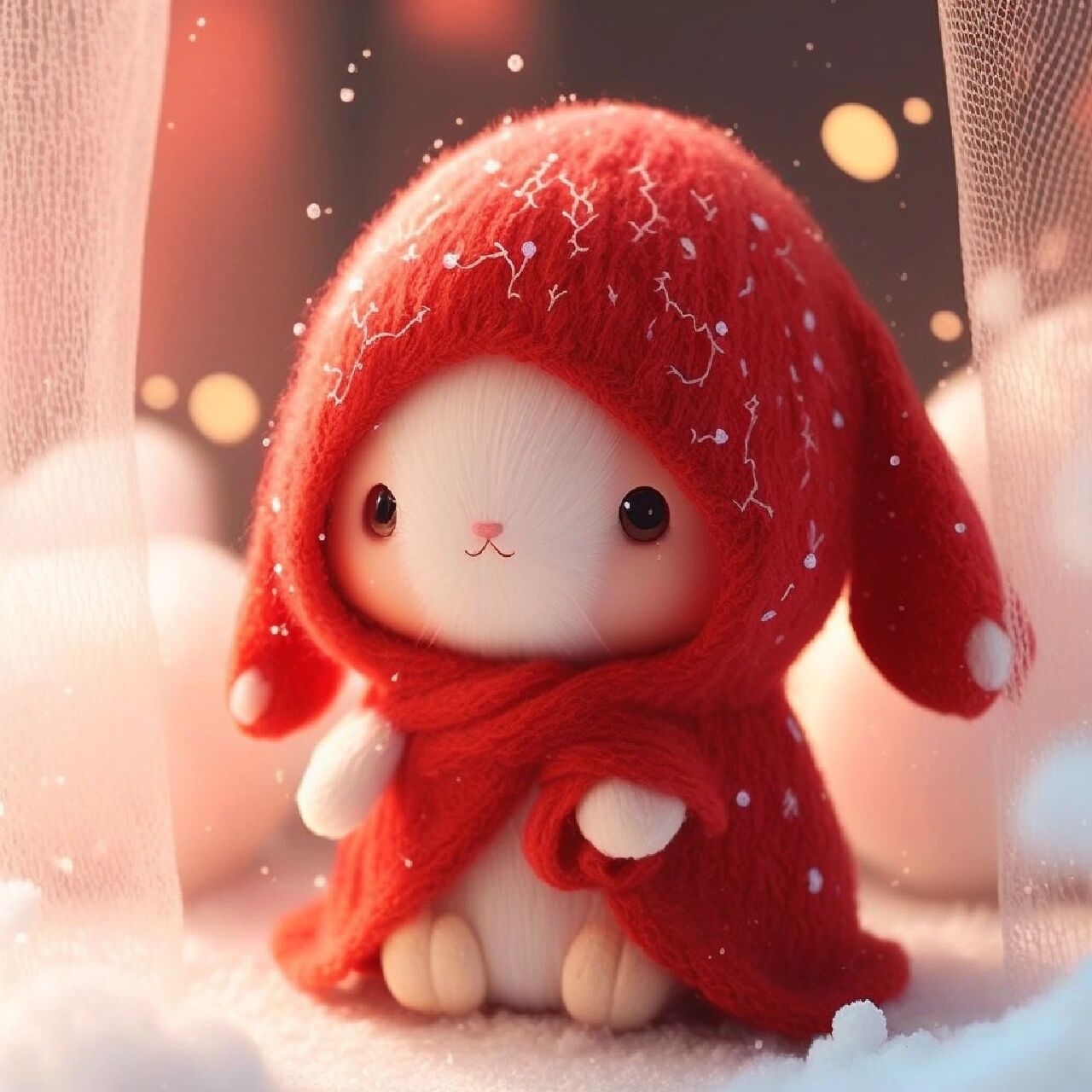 仙女兔 上次发了白色的仙女兔,红色版也来啦,超级适合用来当新年头像