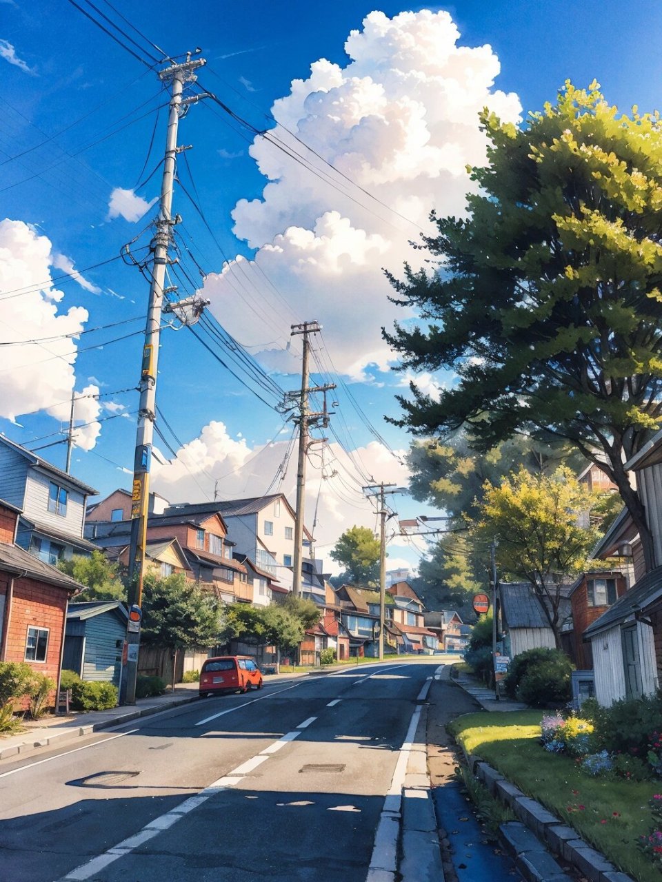 手机壁纸# #iphone壁纸# #二次元# #街景# #插画# #治愈系风景