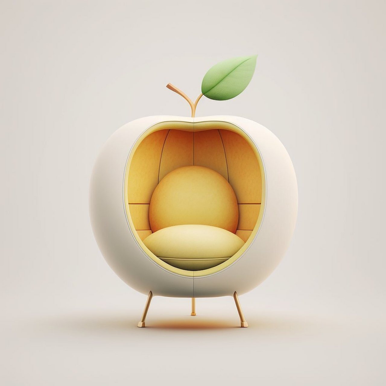 apple沙发 让思维充分的发散,苹果造型的单人沙发设计 #家具#02