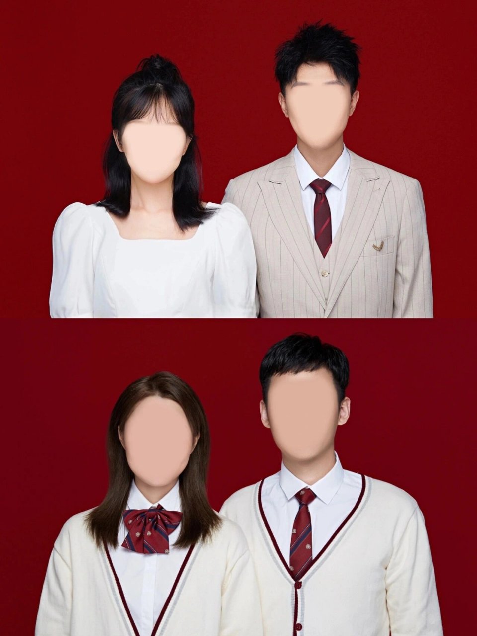 情侣双人红底照换装发太好看了 结婚登记照模板,情侣双人红底修图合成