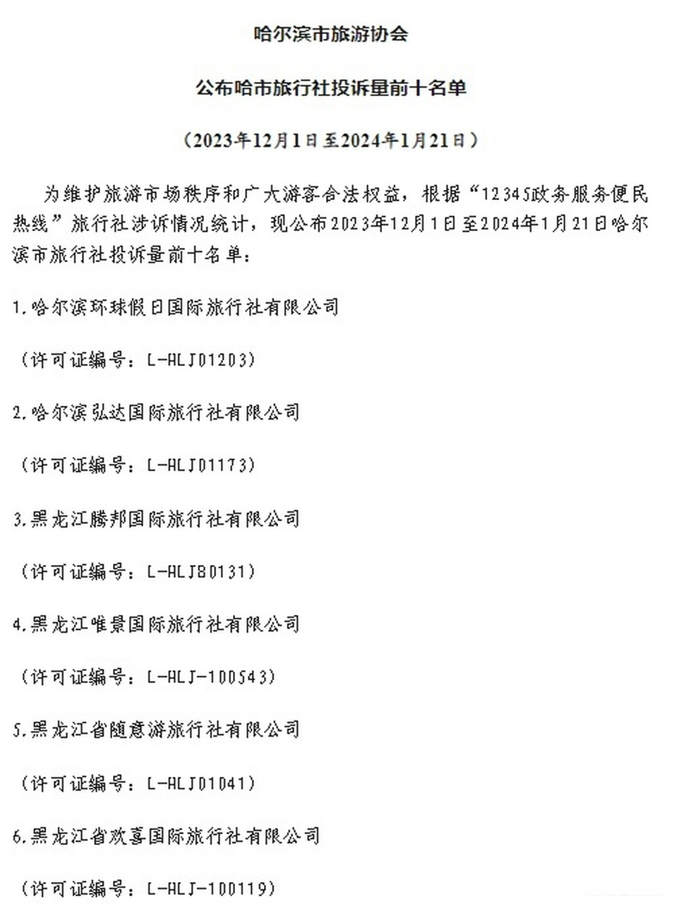 哈尔滨旅行社排名及电话(哈尔滨各旅行社地址电话经理)