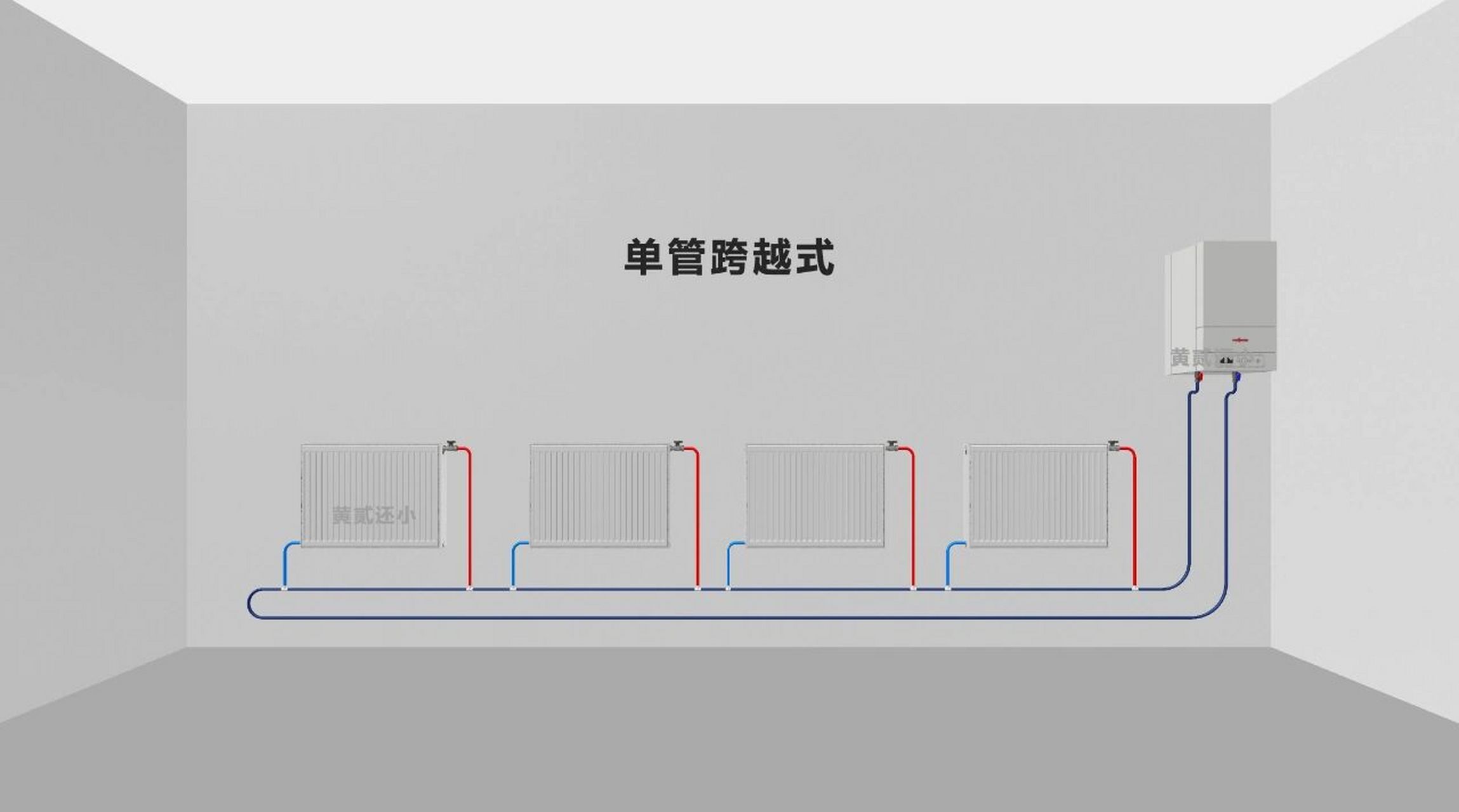 暖气片的五种布管方式及优缺点 8215一:单管串联式 - 管路简单,初
