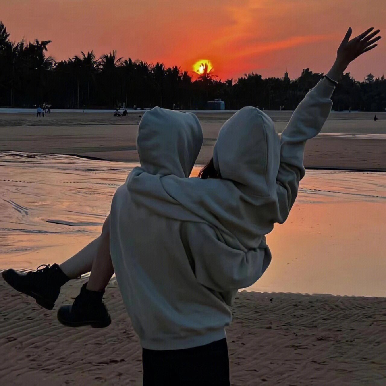 海边情侣头像双人情头真人头像小众        头像