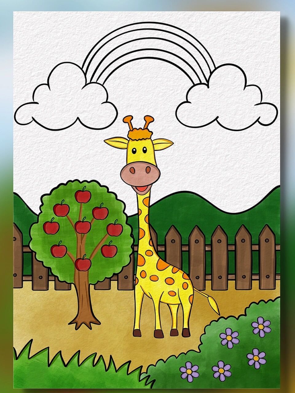 儿童画长颈鹿 儿童简笔画可爱的长颈鹿