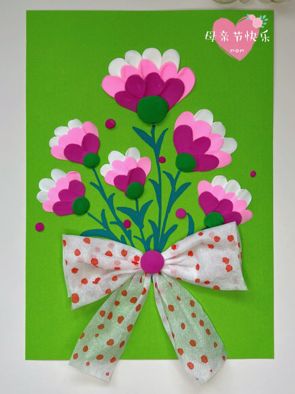 粘土画康乃馨 母亲节手工画