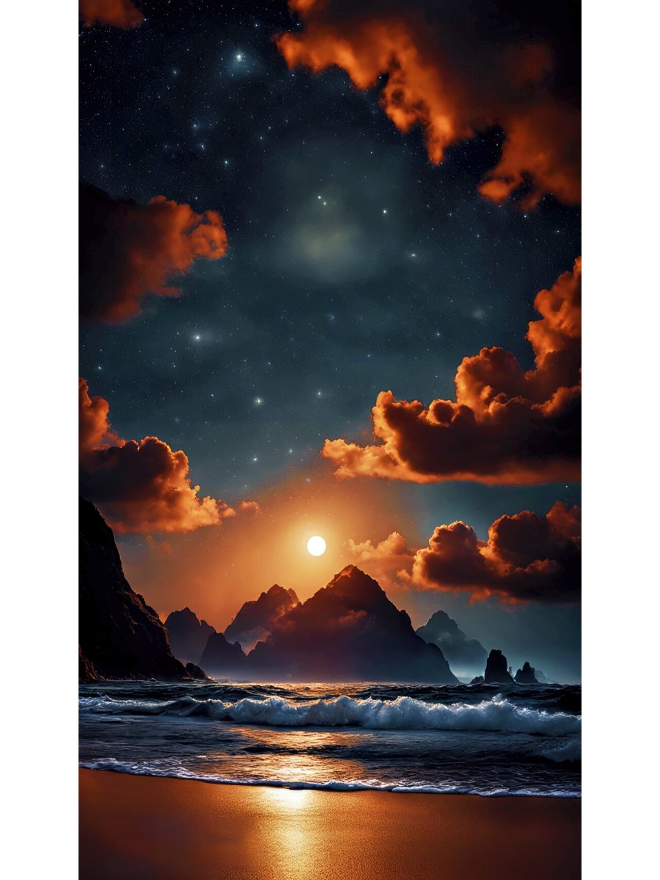 治愈系手机风景壁纸—海上生明月 拿图请留痕,需要原图请私信,免费送.