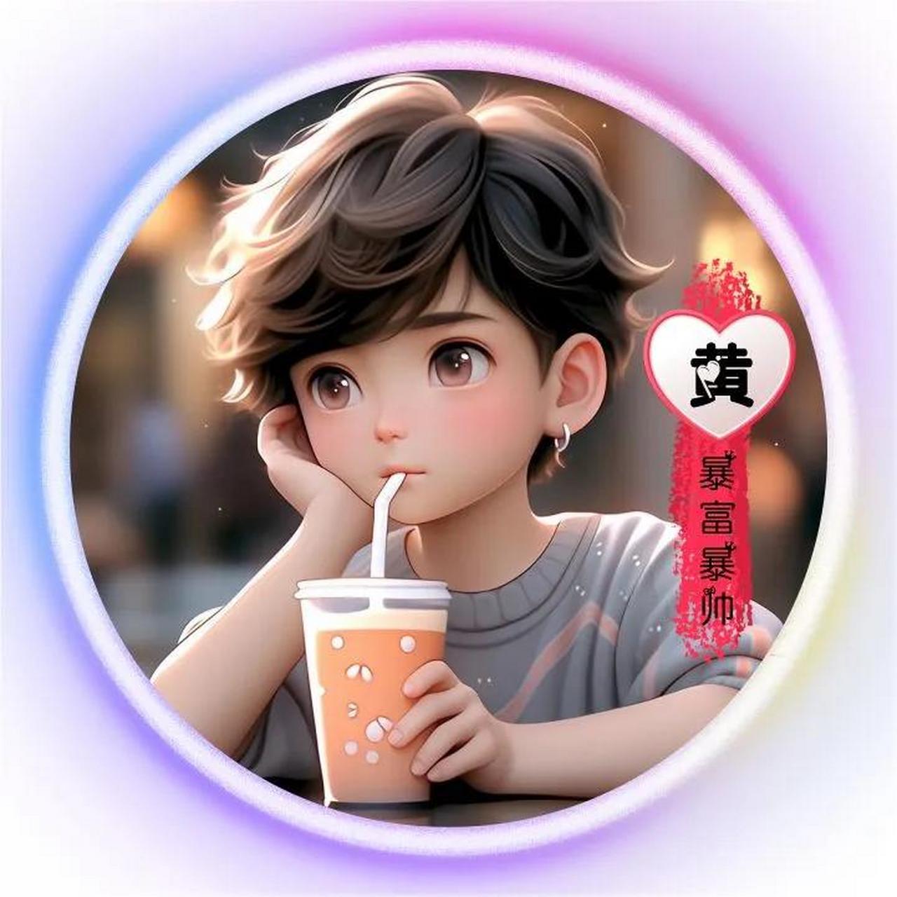 一男一女奶茶情侣姓氏头像来喽