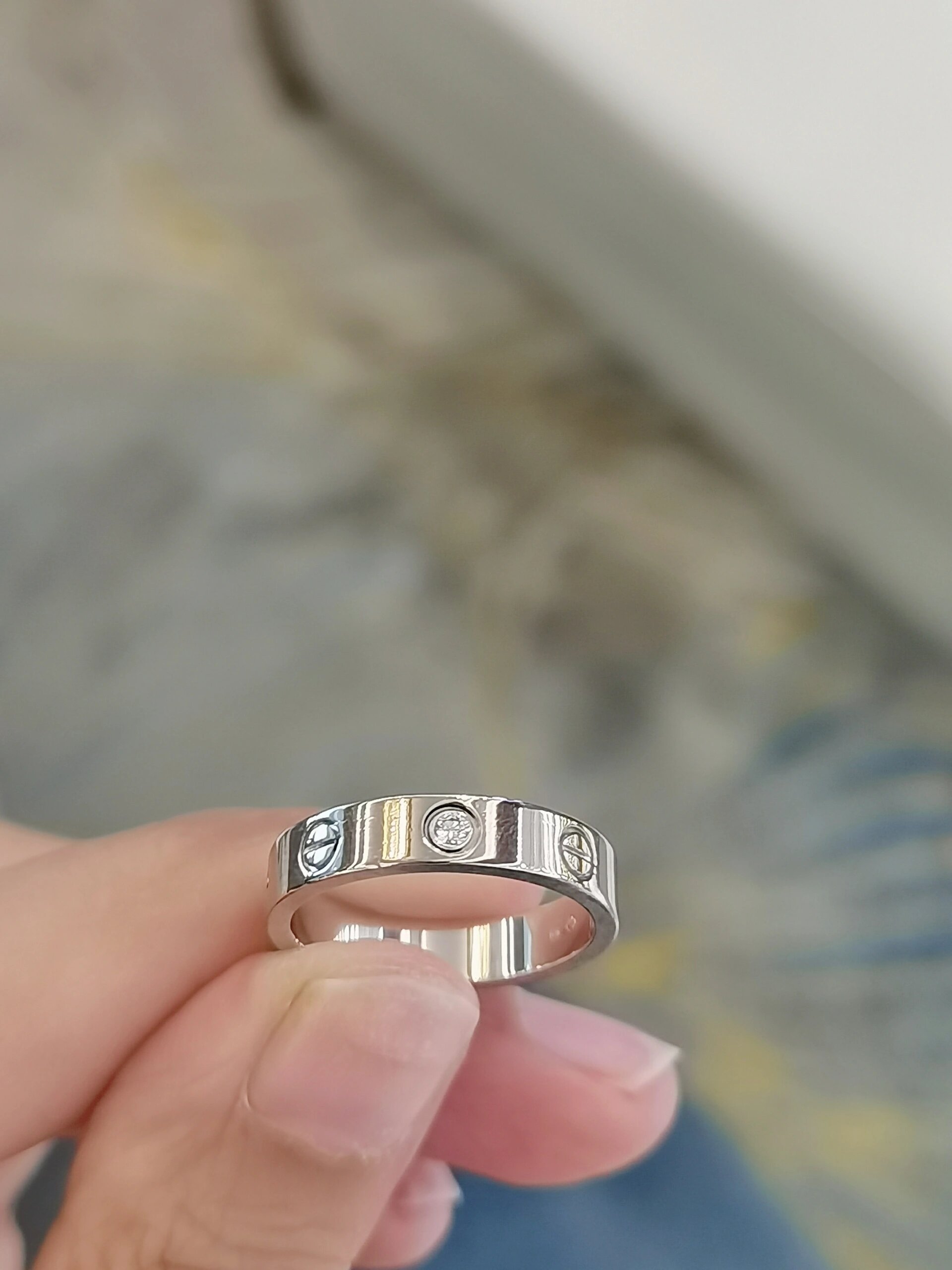 卡地亚cartier love白金单钻戒指52码