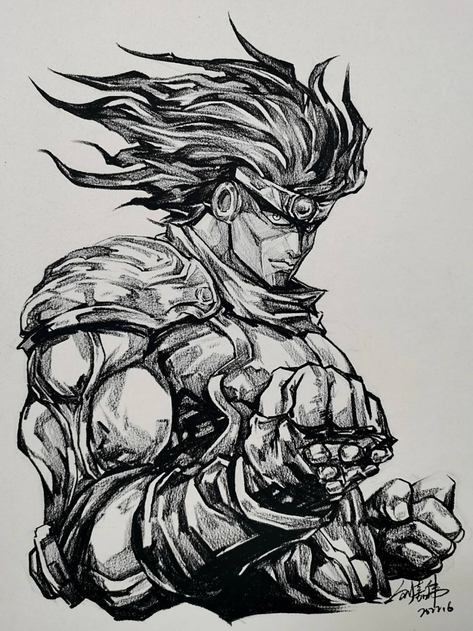 白金之星 绘画 绘画工具:炭笔卡西米尔 纸张大小:8开